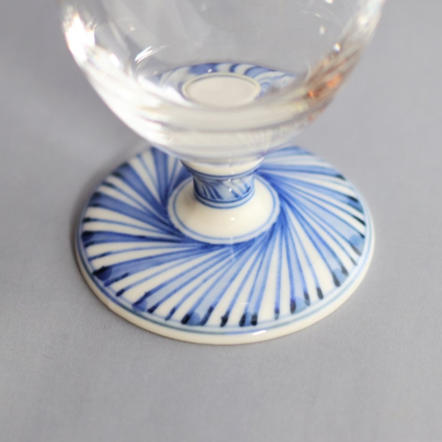 フリーグラス小（無地）染付ネジリ十草