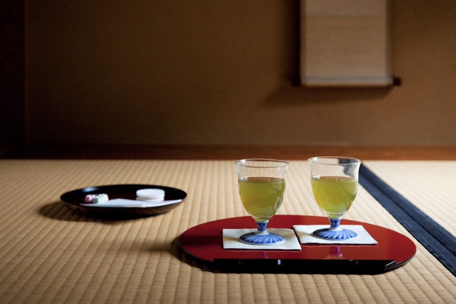 フリーグラス小（無地）染付ネジリ十草