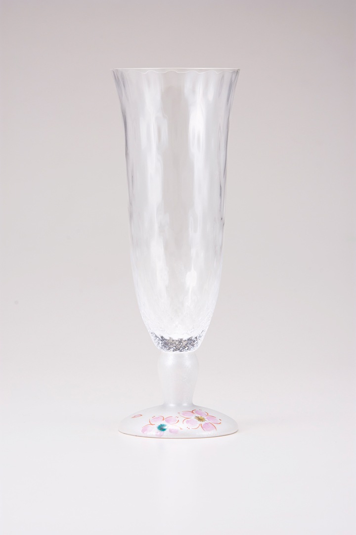 麦酒グラス(格子)さくら文シルバー