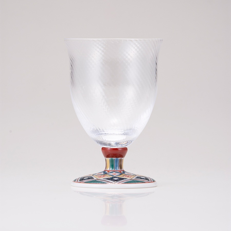 フリーグラス小(斜)古九谷菱文