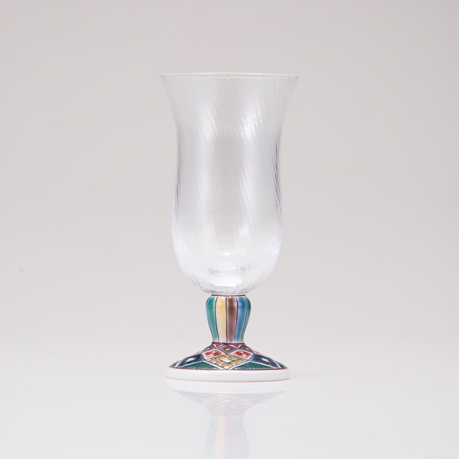 冷酒グラス(斜)古九谷菱文