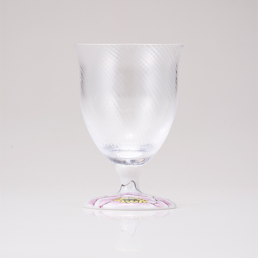 フリーグラス小（斜）富貴文ピンク