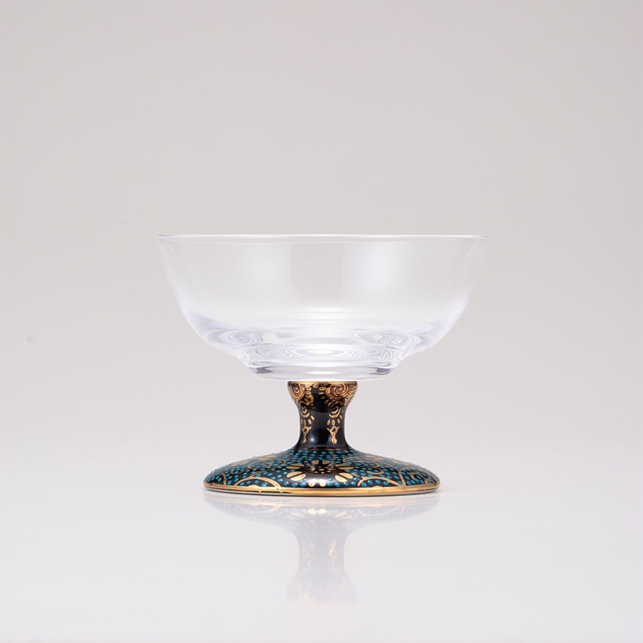 デザートグラス中(無地)青粒鉄仙