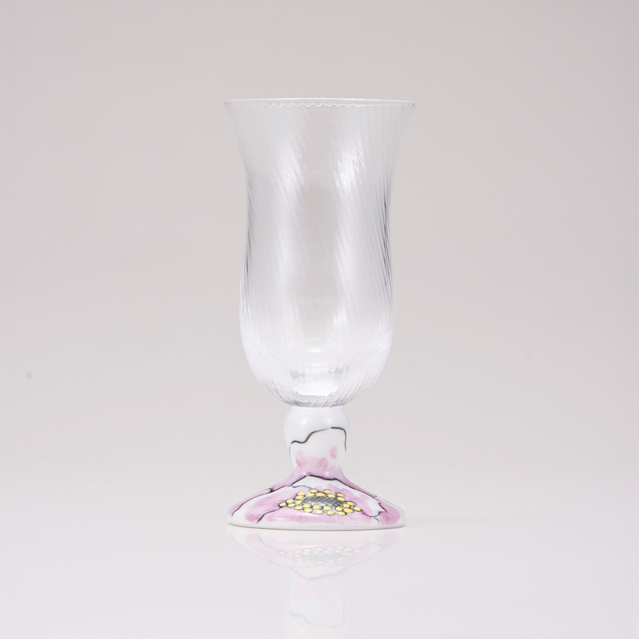 冷酒グラス（斜）富貴文ピンク