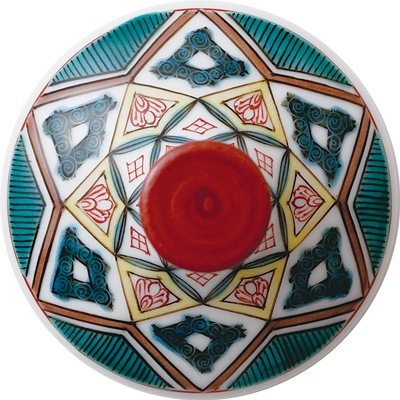 麦酒グラス(格子)古九谷菱文