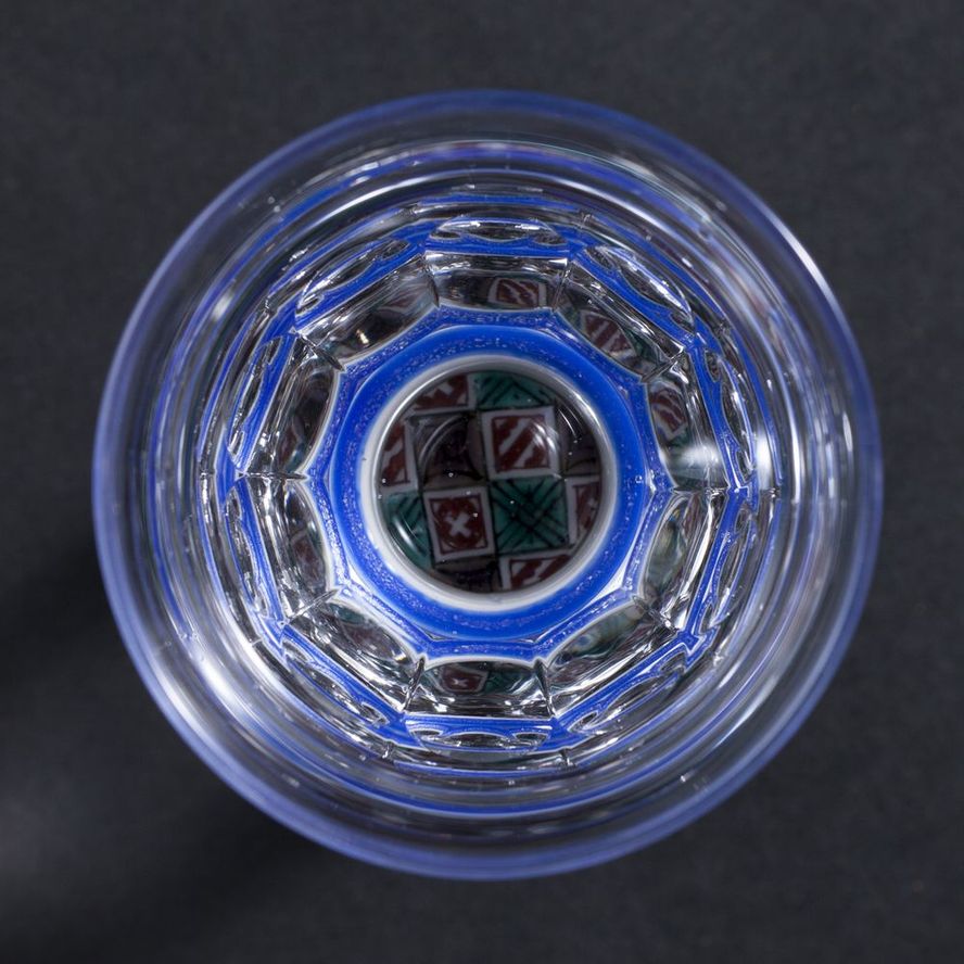 万華鏡ショットグラス（十面切子）　石畳四面