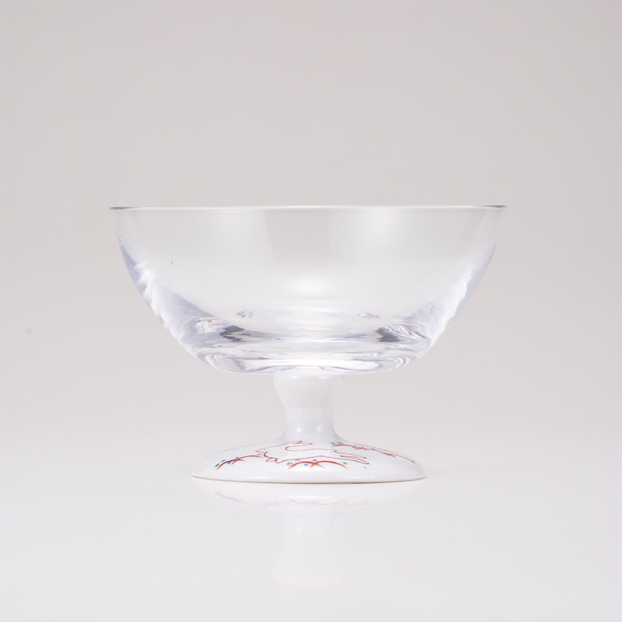 デザートグラス大（無地）うさぎ文レッド