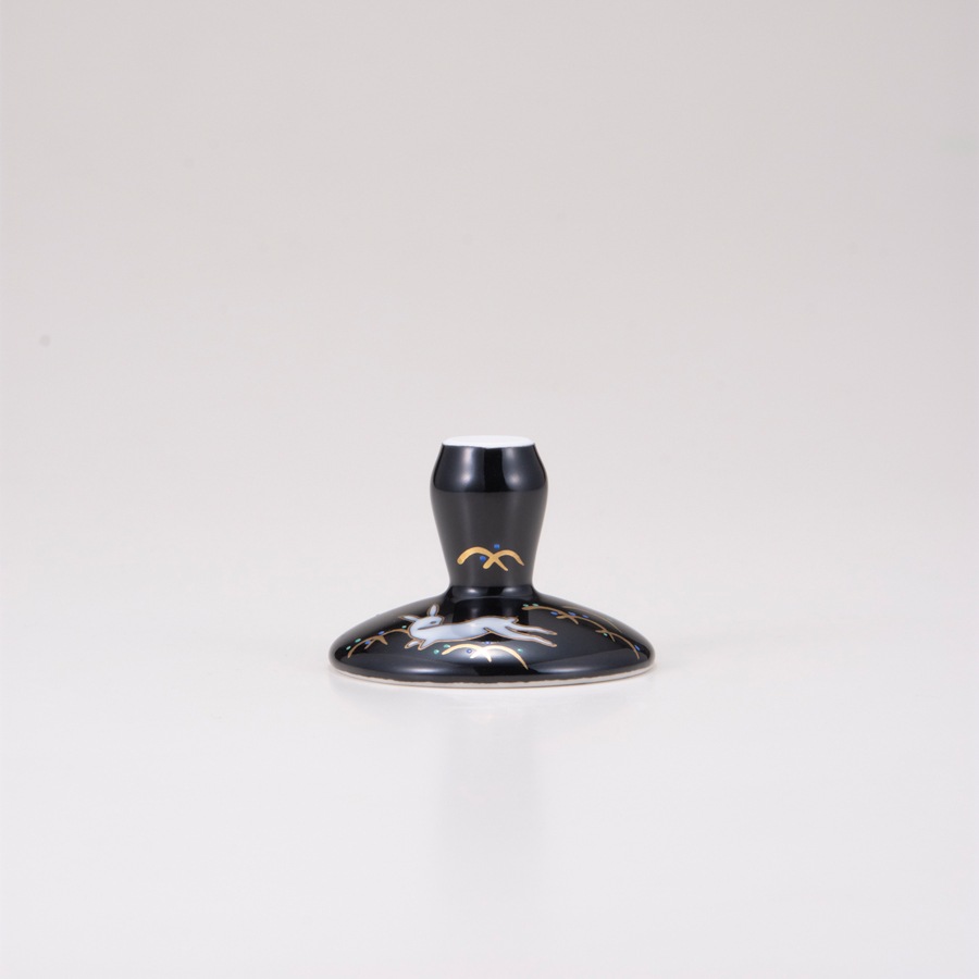 麦酒グラス(格子)うさぎ文ブラック