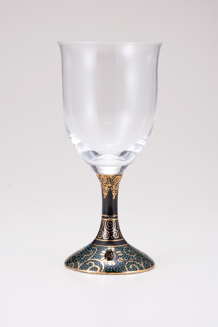 ワイングラス大（無地）青粒鉄仙