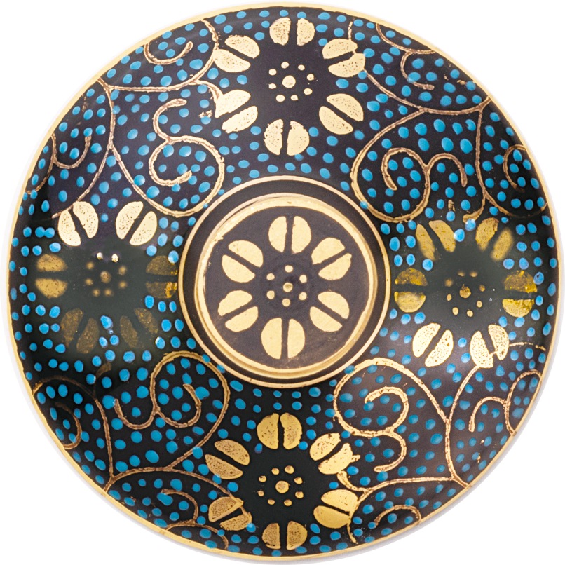 ワイングラス大（無地）青粒鉄仙