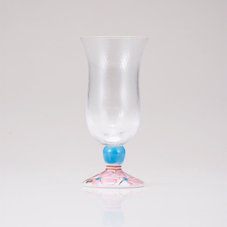 冷酒グラス（斜）花のタペストリー