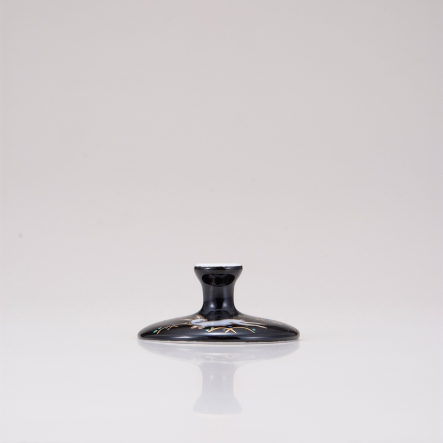 フリーグラス小（斜）うさぎ文ブラック