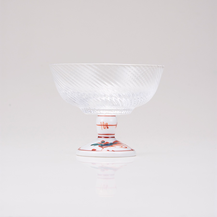 デザートグラス小（斜）赤絵鳥文
