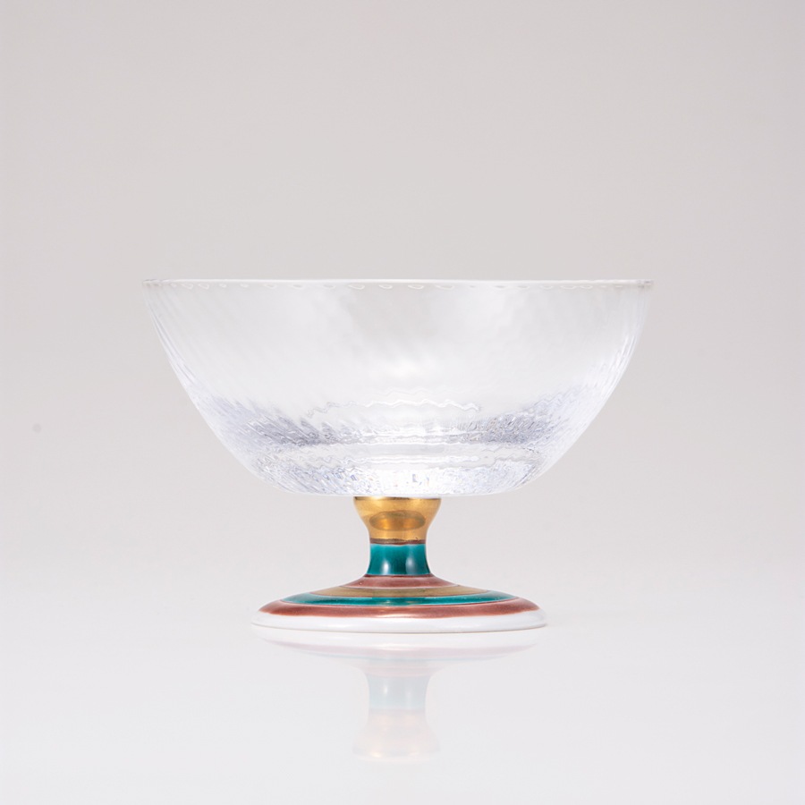 デザートグラス大（斜）こまレッド