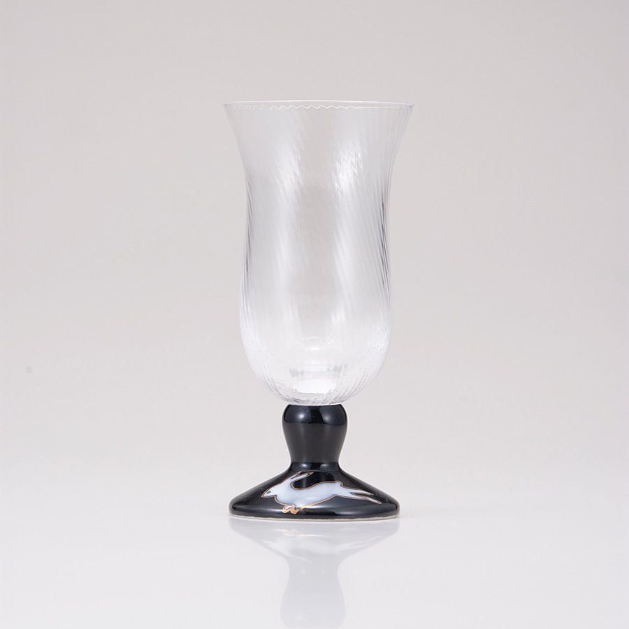 冷酒グラス（斜）うさぎ文ブラック