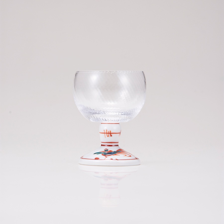 馬上グラス(斜)赤絵鳥文