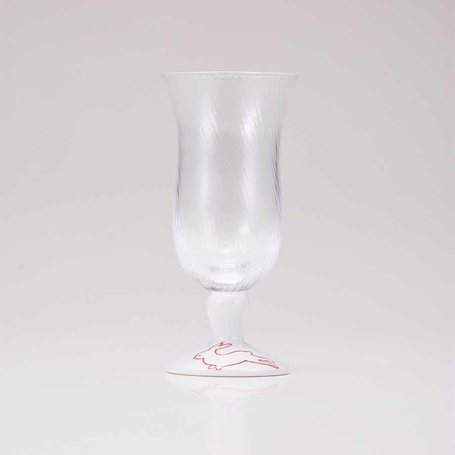 冷酒グラス（斜）うさぎ文レッド
