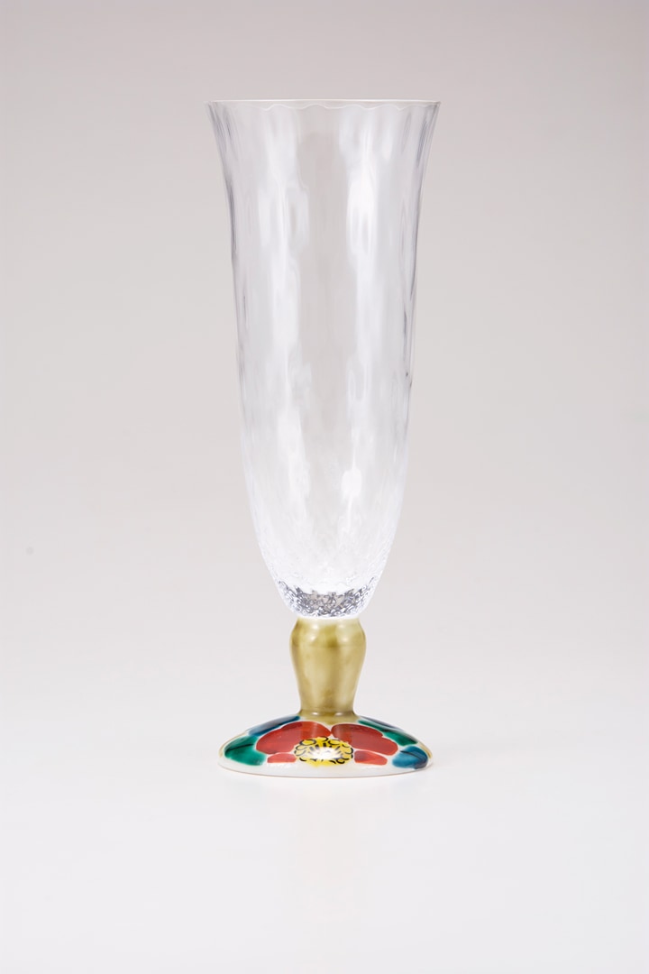 麦酒グラス(格子)山茶花アメ釉