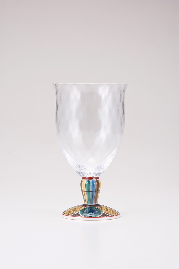 フリーグラス大(格子)古九谷丸文