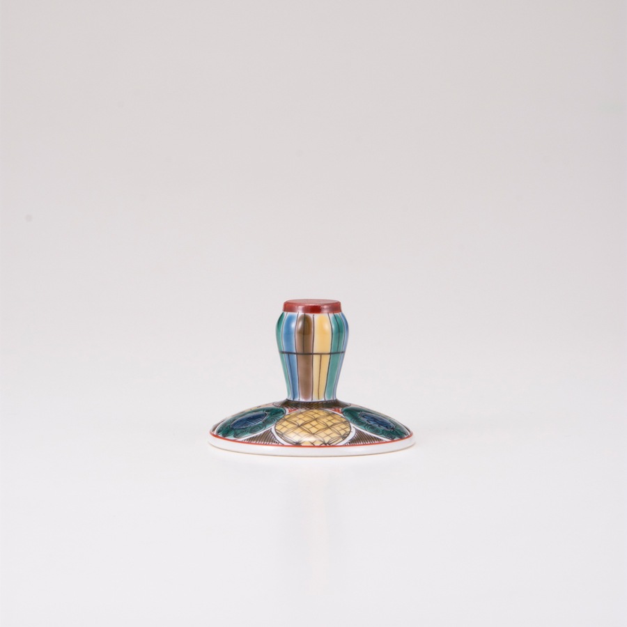 フリーグラス大(格子)古九谷丸文