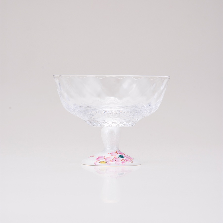 デザートグラス小（格子）さくら文シルバー