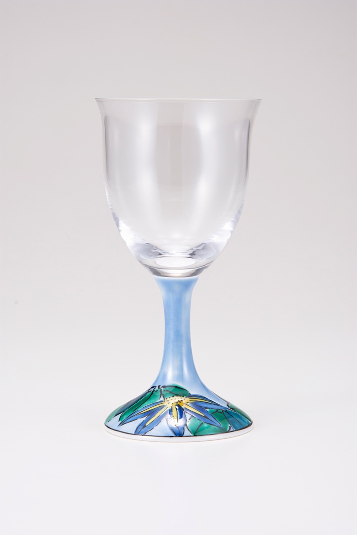 ワイングラス小（無地）鉄仙ブルー