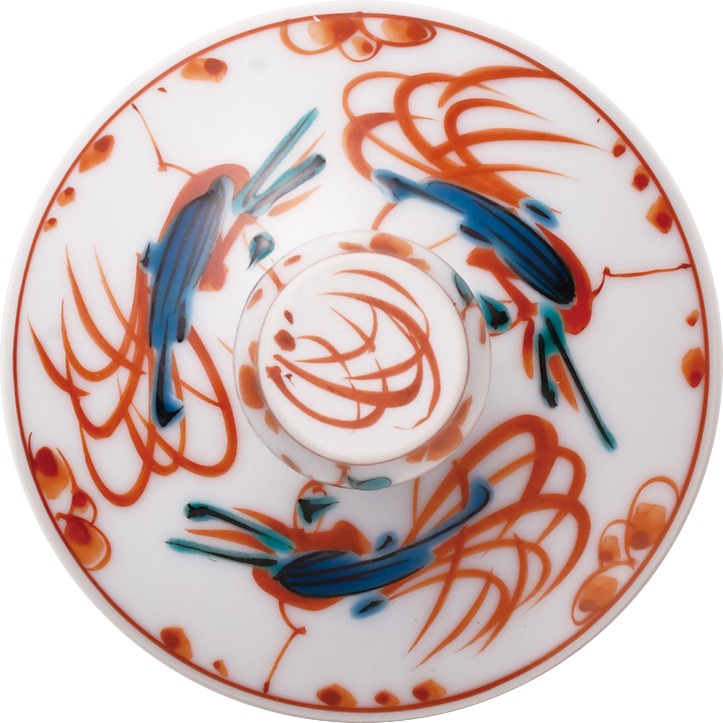 麦酒グラス（格子）赤絵鳥文