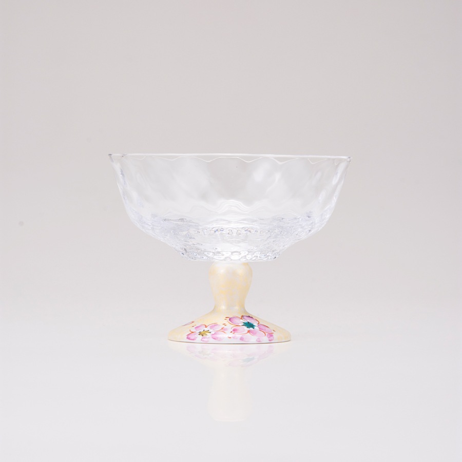 デザートグラス小（格子）さくら文ゴールド