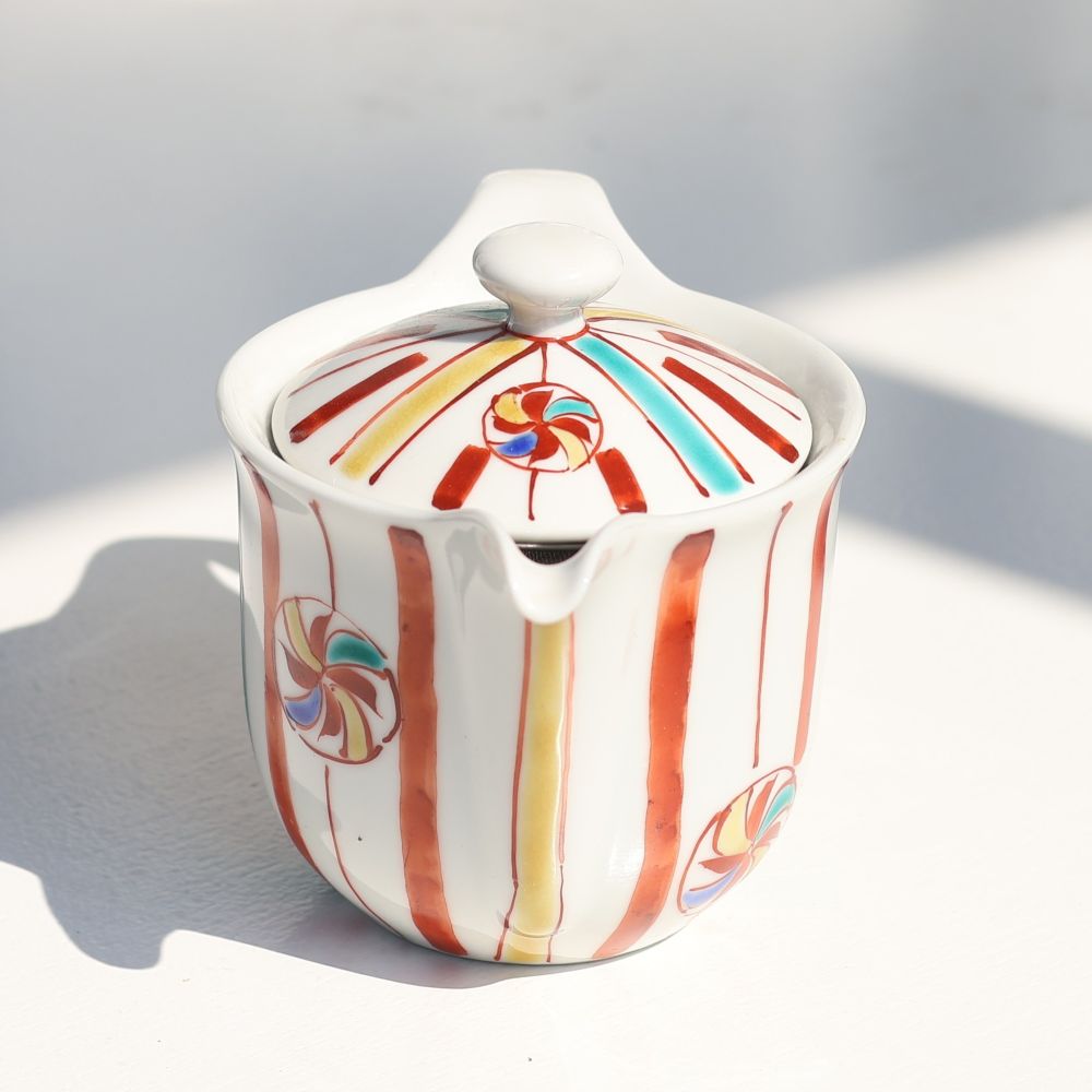 ポット　丸紋十草