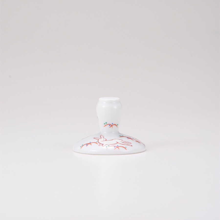 麦酒グラス（格子）うさぎ文レッド