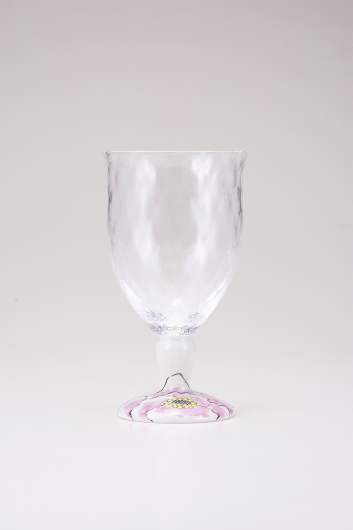 フリーグラス大(格子)富貴文ピンク