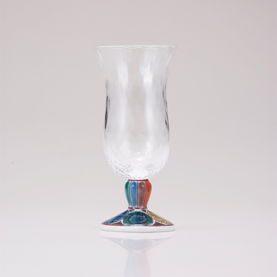 冷酒グラス（格子）古九谷丸文