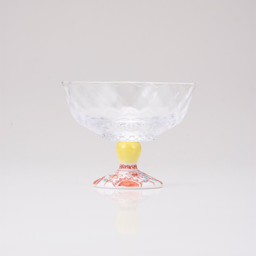 デザートグラス小(格子)フラワー