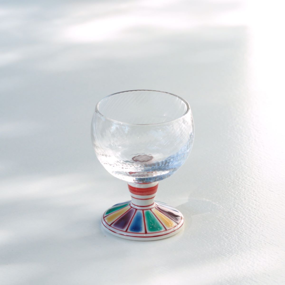 馬上グラス（斜）色絵十草文レッド