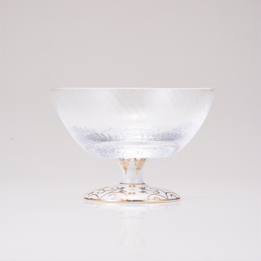 デザートグラス大(斜)白粒鉄仙