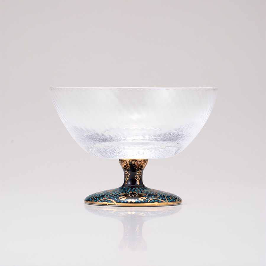 デザートグラス大（斜）青粒鉄仙