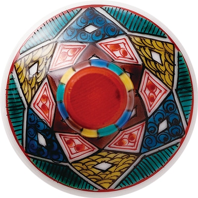 馬上グラス(格子)古九谷菱文