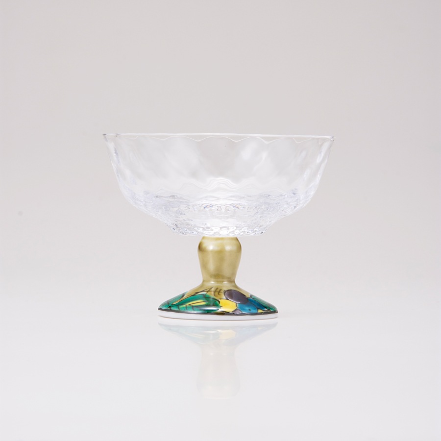 デザートグラス小（格子）ぶどうアメ釉