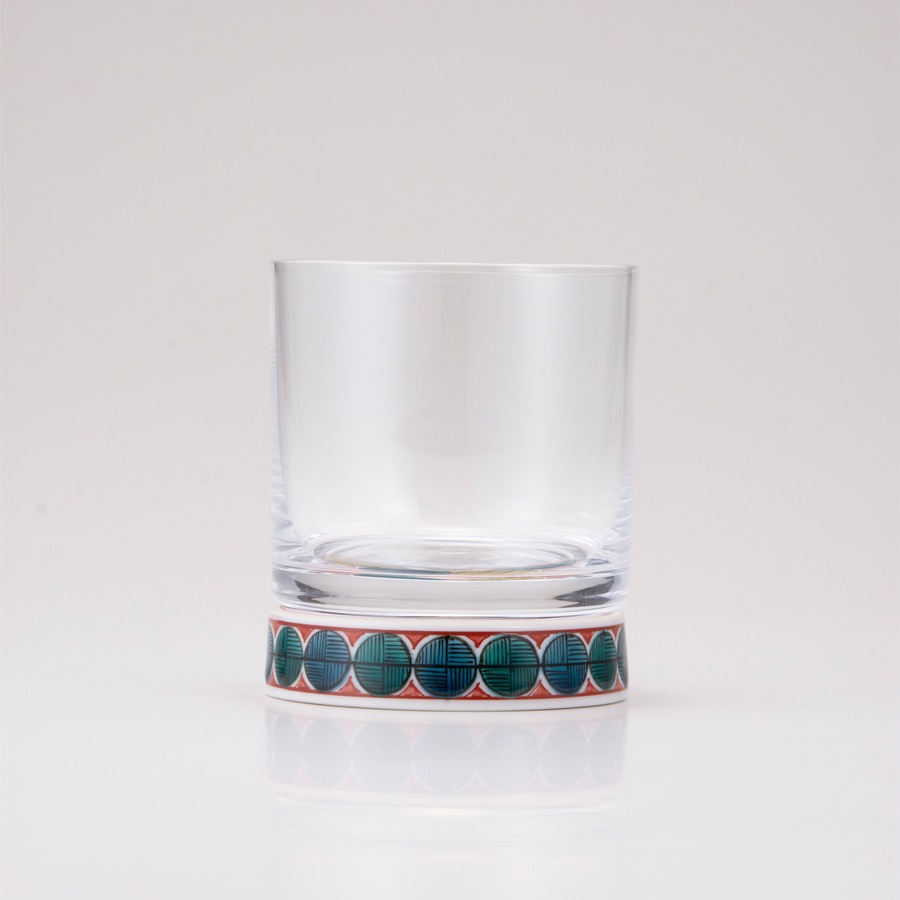 ロックグラス古九谷丸文