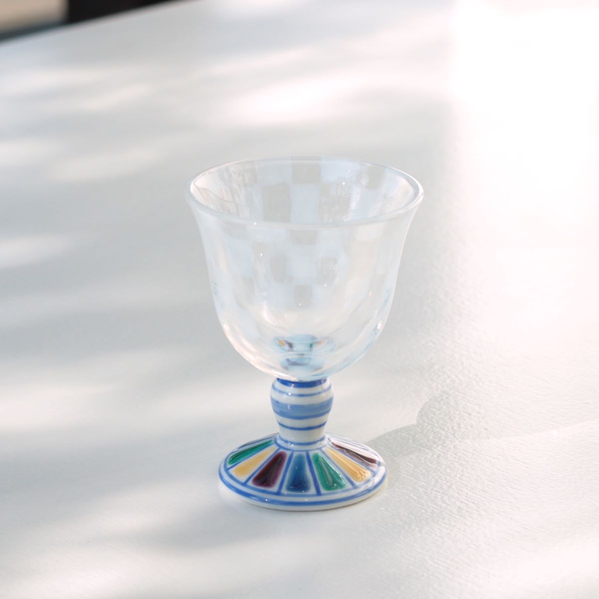 冷酒グラス（オパール）色絵十草文ブルー