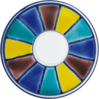 ワイングラス大（無地）色絵十草文ブルー