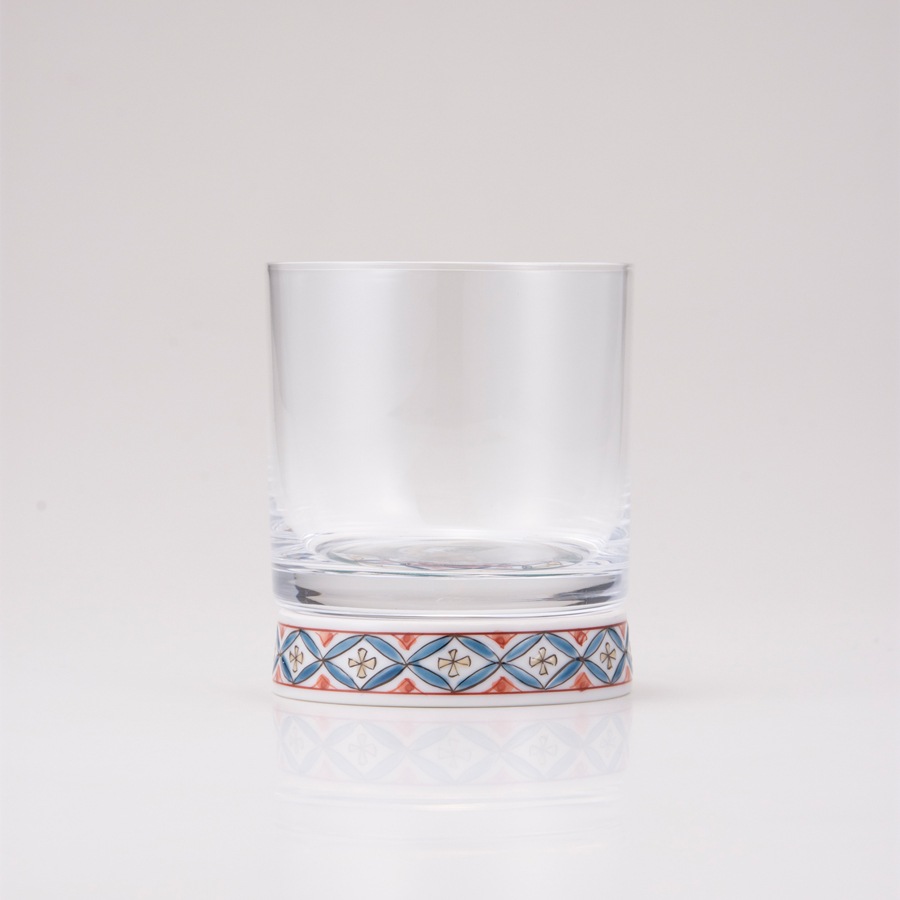 ロックグラス古九谷菱文