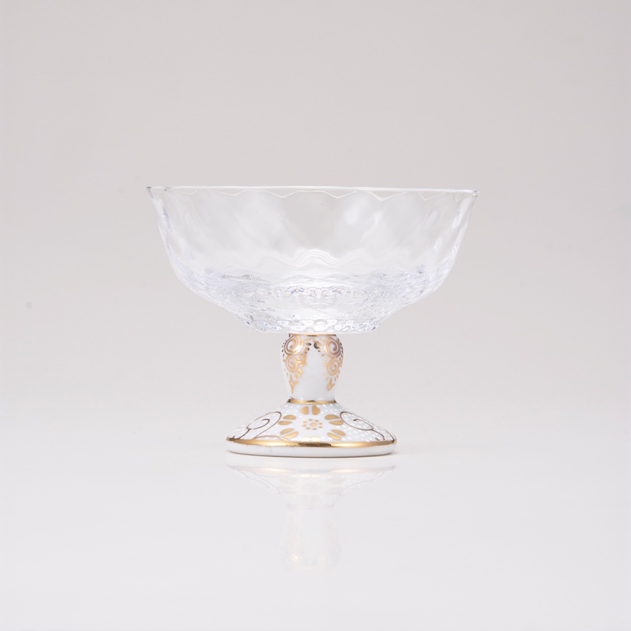 デザートグラス小（格子）白粒鉄仙