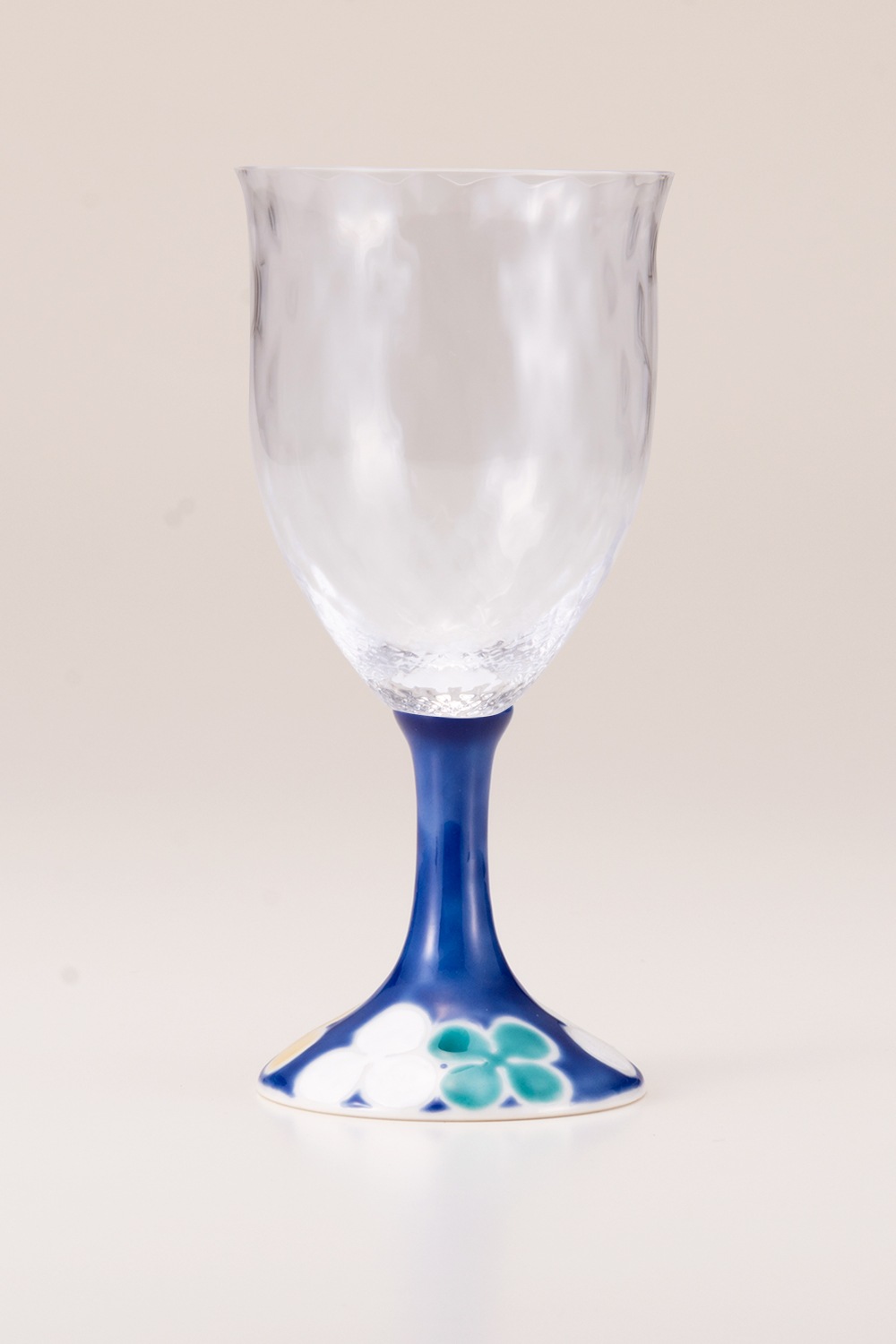 ワイングラス大（格子）クローバーブルー