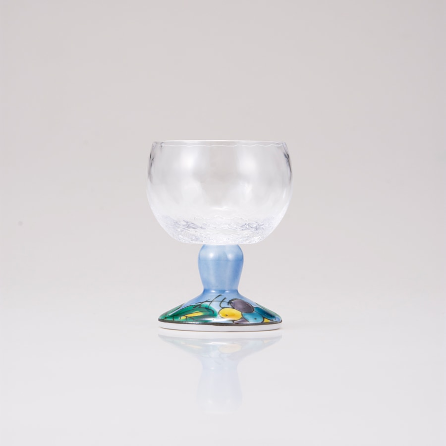 馬上グラス(格子)ぶどうブルー