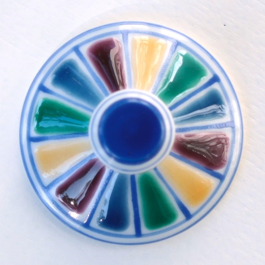 冷酒グラス（斜）色絵十草文ブルー