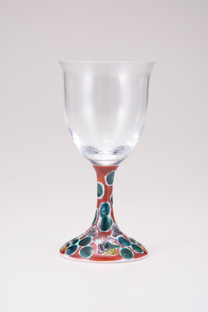 ワイングラス小（無地）木米レッド