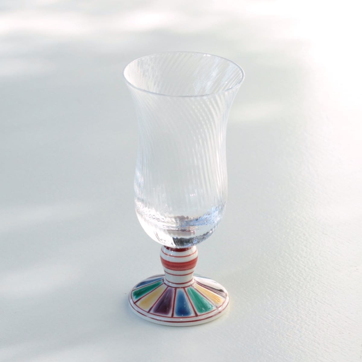 冷酒グラス(斜)色絵十草文レッド