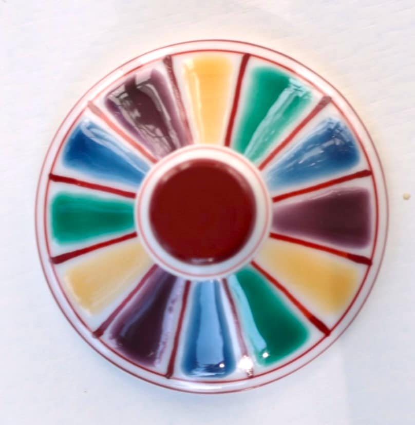 冷酒グラス(斜)色絵十草文レッド