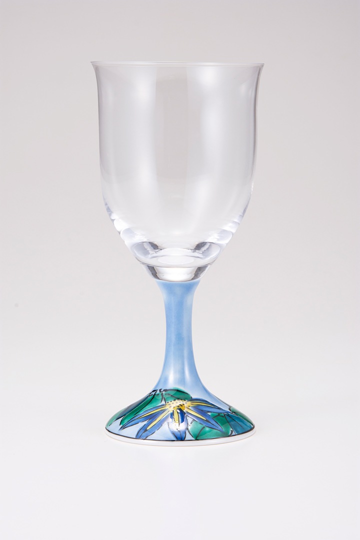 ワイングラス大（無地）鉄仙ブルー